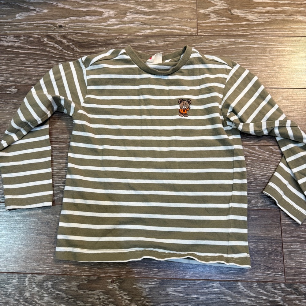 Kids Striped Kids Shirt with Bear Patch Size 4T
